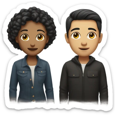 a male with light skin, short black hair and with a female twin sticker