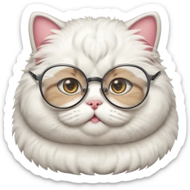 A fat and cute cat with glasses on sticker