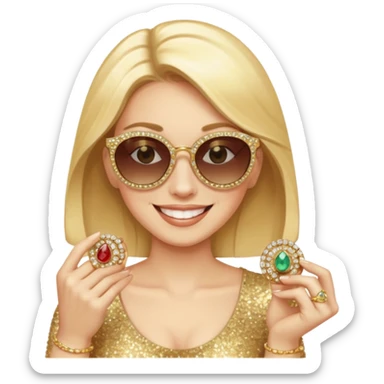 Cat wearing sunglasses smiling superstitious woman squeezing her family jewels sticker