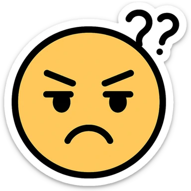 confused and annoyed face, color outline icon style sticker