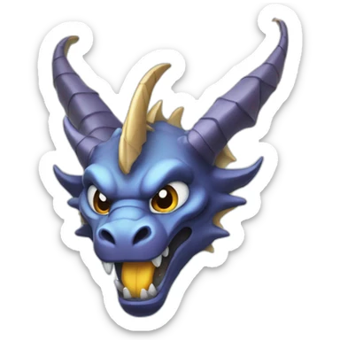 A dragon face with a horn out of diamond sticker