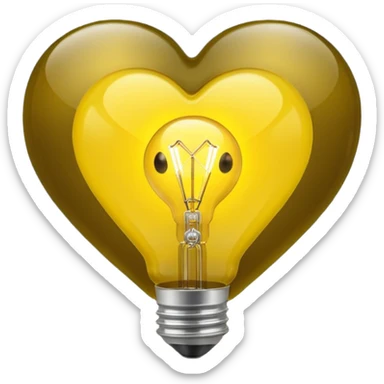 yellow heart with a lightbulb sticker