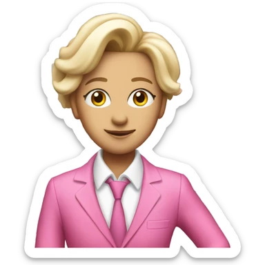 Sassy estate agent making deals with pink suit sticker
