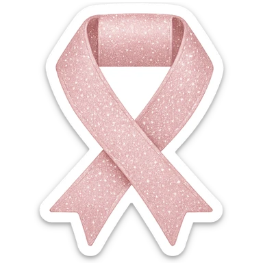 Add delicate and cute glitter to the aesthetic pastel pink ribbon in iPhone emoji style, with no background. sticker