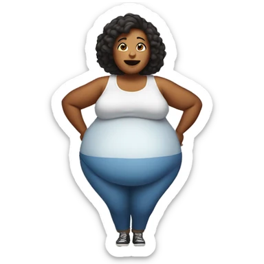 a woman with a giant belly sticker