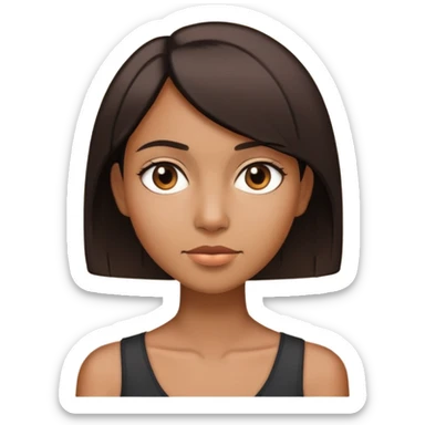 Young Dark brown woman with short straight hair and skinny sticker
