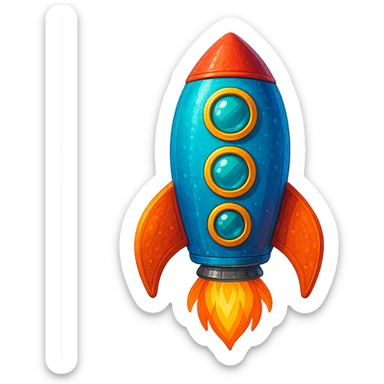 colorful rocket ship, general style, vibrant and detailed sticker
