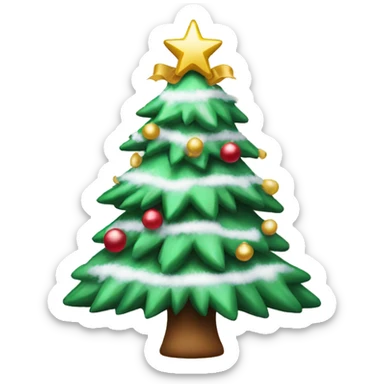 Snowy Christmas tree decorated with bows sticker