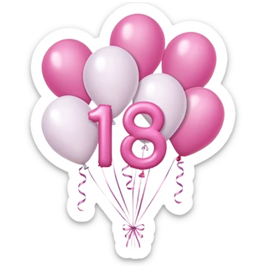 birthday sign in pink and white with ballons sticker
