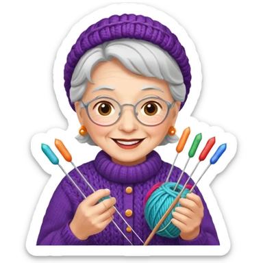elderly women knitting sticker