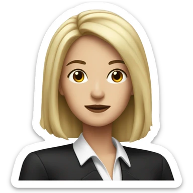 white woman with black long hair with lawyer clothes  sticker
