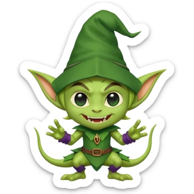 short green goblin, cute chibi full body sticker