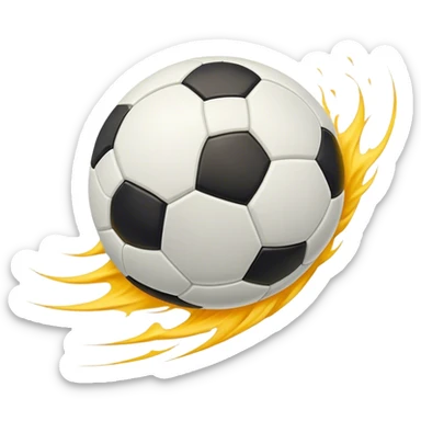 Cinematic Realistic image of a soccer ball soaring through the air, capturing dynamic motion and finely detailed textures with a dramatic, high-energy lighting that evokes the thrill of the game sticker