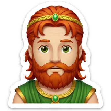 Priapus, God of Fertility from Gods and Goddesses with red hair and beard, gold and green outfit sticker