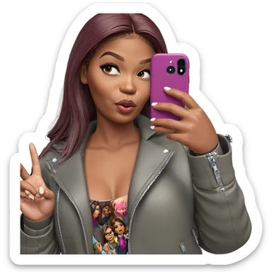 girl taking selfie in jacket sticker