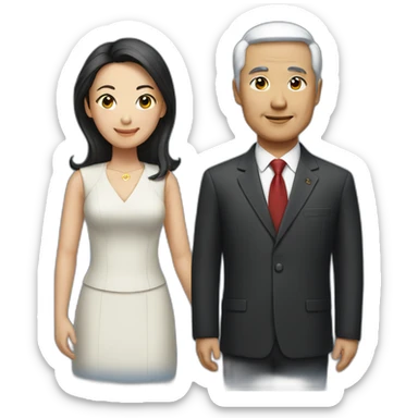 asian male and female president sticker