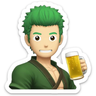 Roronoa zoro qui tien une biere sticker