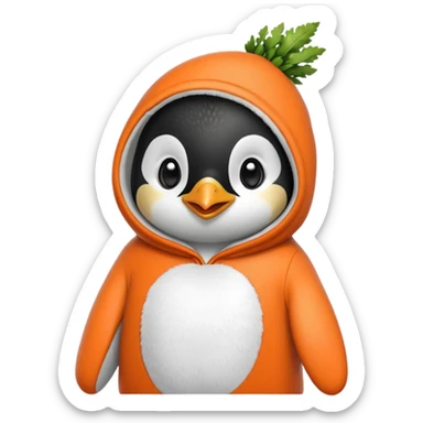 Penguin in a carrot onesie  sticker
