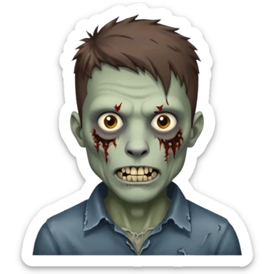 Masculine Zombie with lil bit curly medium brown hair in wolf cut hair style and bridge piercing  sticker