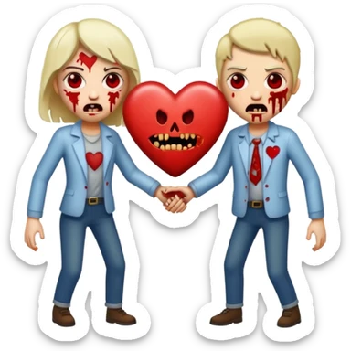 Zombies made out of heart emojies fighting sticker