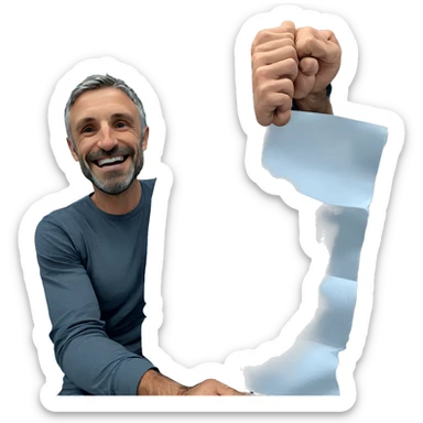 smiling man with beard shirt sticker