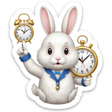rabbit pointint time on clock  sticker