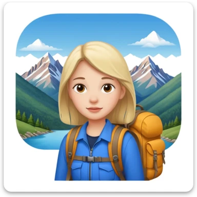 girl backpacking, travelling mountains background sticker