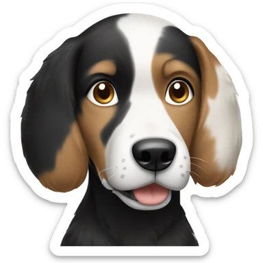 Black and white dog with tan brunette hugging sticker