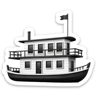 Simple black and white houseboat sticker