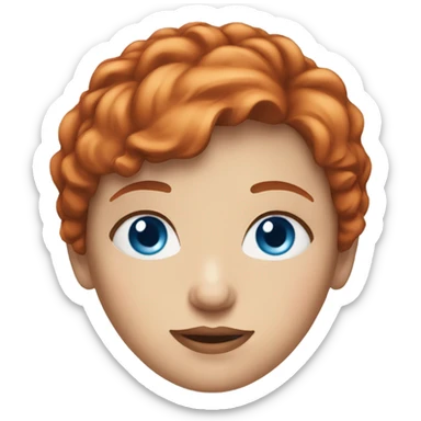 red haired woman face with blue eyes short hair sticker