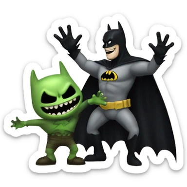 batman and oogie boogie giving each other a high five sticker