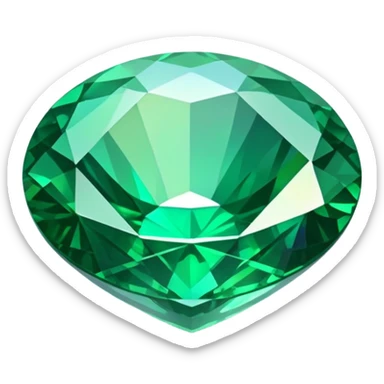 round cut emerald gemstone with rich green color and holographic iridescent shine sticker