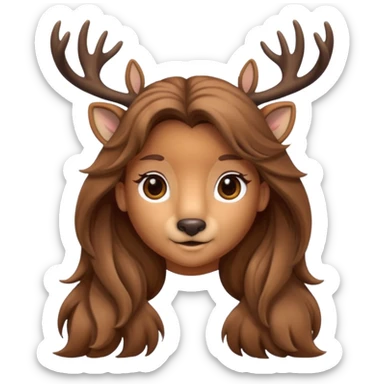 long haired female deer sticker