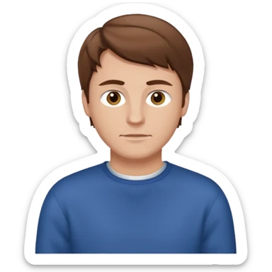 white man pullover brown hair sticker