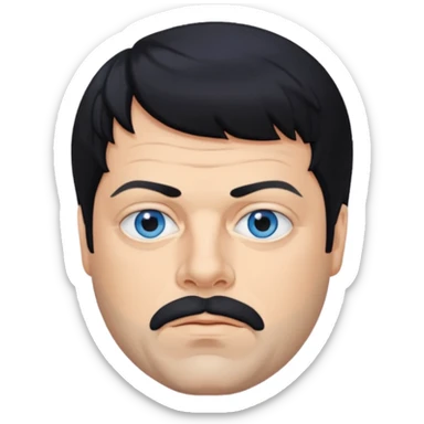 Oliver Reed with black hair, blue eyes sticker