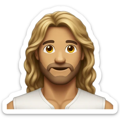 Tan fit very long hair man sticker