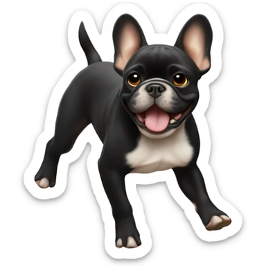 Black and tan colored French bulldog dancing sticker