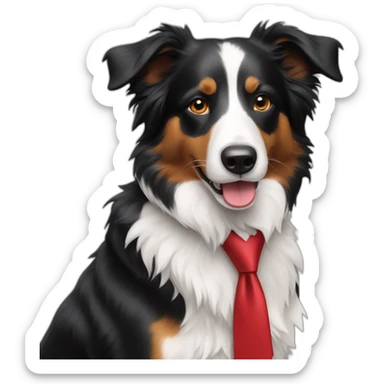 border collie with red tie sticker
