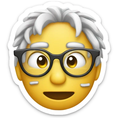 crying laughing emoji wearing debugging glasses with tiny code errors floating around sticker