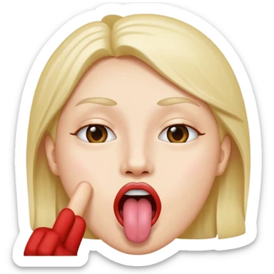 Peace sign in front of mouth with tongue sticking out  sticker