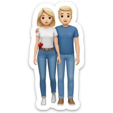 full-length relaxed couple in jeans and t-shirts sticker