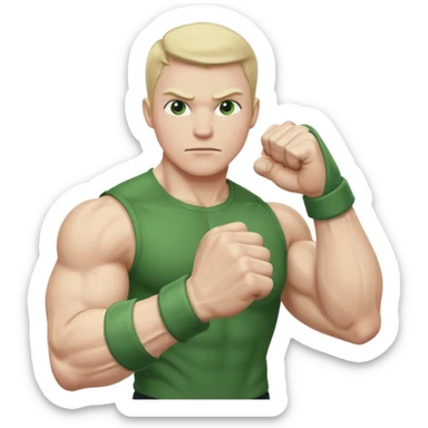 green arm with clenched fist and muscle forearm  sticker