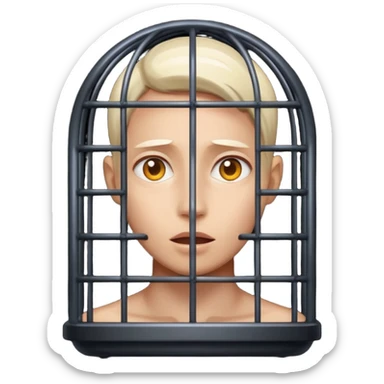 person stepping out of a dark cage into light sticker