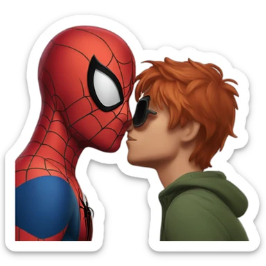 Wonderdoman kissing spiderman sticker