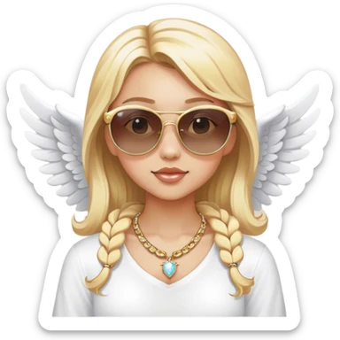 blonde girl with jewelry sunglasses with angel wings sticker