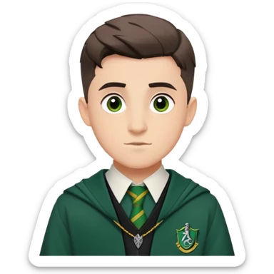 louis cordice is Blaise Zabini in harry potter, wear hogwarts slytherin uniform, crew cut hair sticker