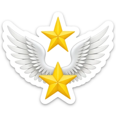 An image with wings on a star based on the star and wings of the basic emoji of the iPhone. not 3d just plat sticker
