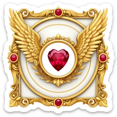 3st place award number in frame decorated with golden angel  wings and rubby stone sticker