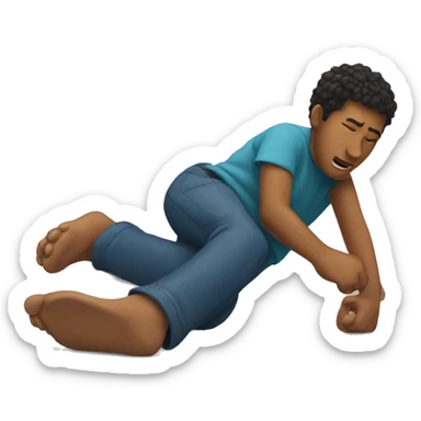 Laying on stomach kicking feet sticker