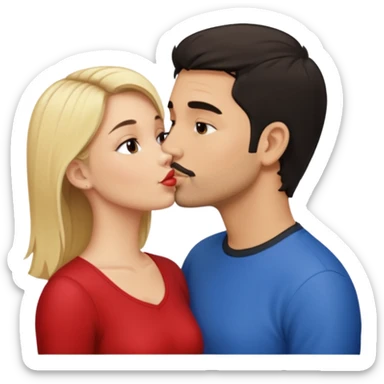 Puerto rican beard short hair with blonde girl kissing  sticker